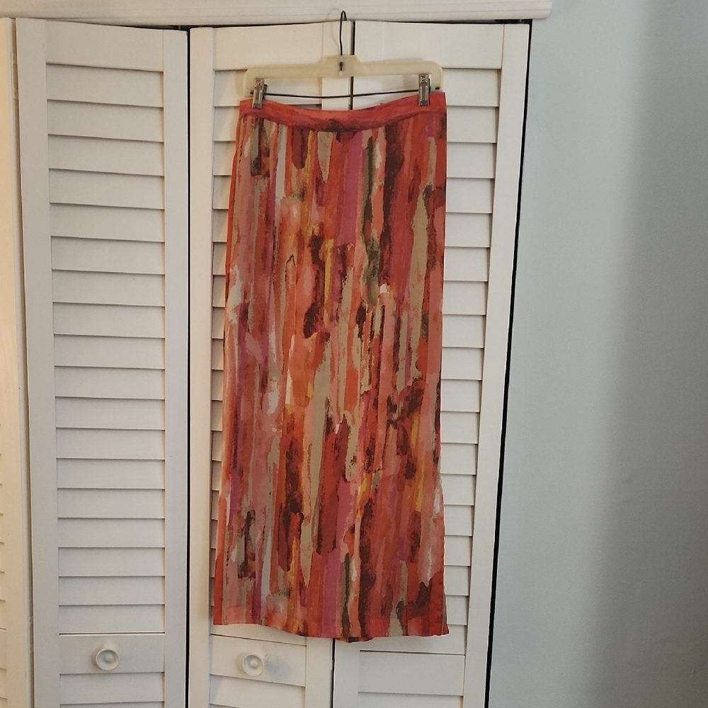 NWT Chaus Orange Tan Maxi Skirt ~ Casual Resort Wear